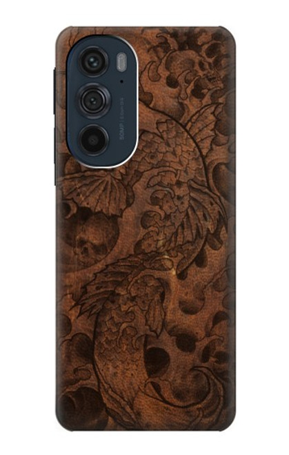 S3405 魚のタトゥーグラフィックプリント Fish Tattoo Leather Graphic Print Motorola Edge 30 Pro バックケース、フリップケース・カバー