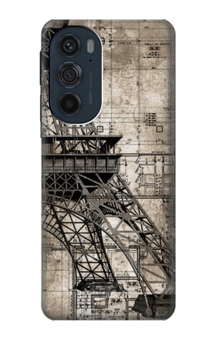 S3416 エッフェル塔の設計図 Eiffel Tower Blueprint Motorola Edge 30 Pro バックケース、フリップケース・カバー