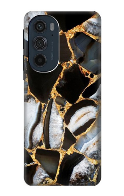 S3419 金の大理石のグラフィックプリント Gold Marble Graphic Print Motorola Edge 30 Pro バックケース、フリップケース・カバー