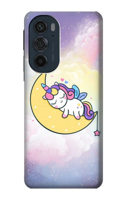 S3485 かわいい眠りユニコーン Cute Unicorn Sleep Motorola Edge 30 Pro バックケース、フリップケース・カバー