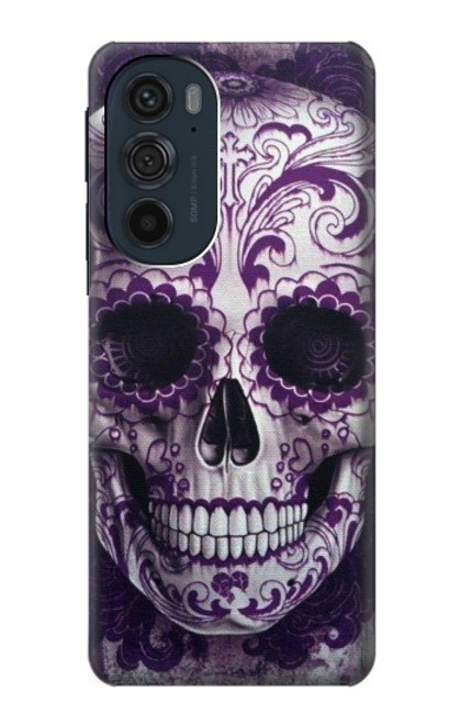 S3582 紫の頭蓋骨 Purple Sugar Skull Motorola Edge 30 Pro バックケース、フリップケース・カバー