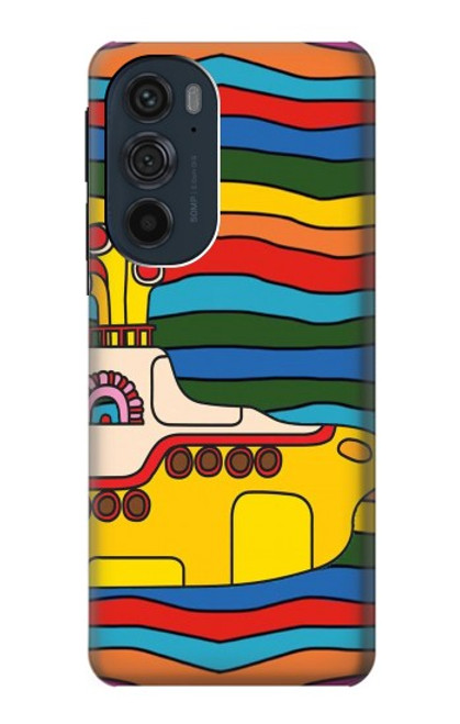 S3599 ヒッピーイエローサブマリン Hippie Submarine Motorola Edge 30 Pro バックケース、フリップケース・カバー