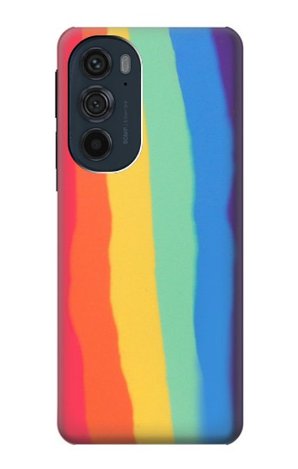 S3799 かわいい縦水彩レインボー Cute Vertical Watercolor Rainbow Motorola Edge 30 Pro バックケース、フリップケース・カバー