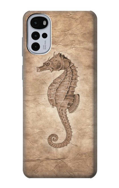 S3214 タツノオトシゴスケルトン化石 Seahorse Skeleton Fossil Motorola Moto G22 バックケース、フリップケース・カバー