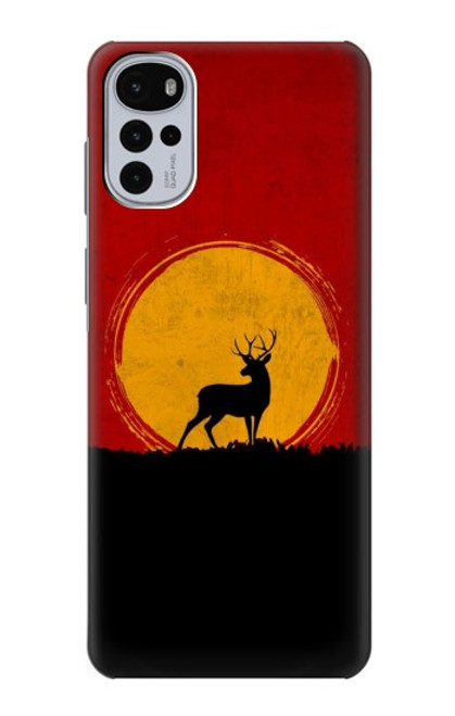 S3513 鹿の夕日 Deer Sunset Motorola Moto G22 バックケース、フリップケース・カバー