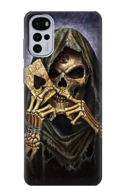 S3594 死神ポーカー Grim Reaper Wins Poker Motorola Moto G22 バックケース、フリップケース・カバー