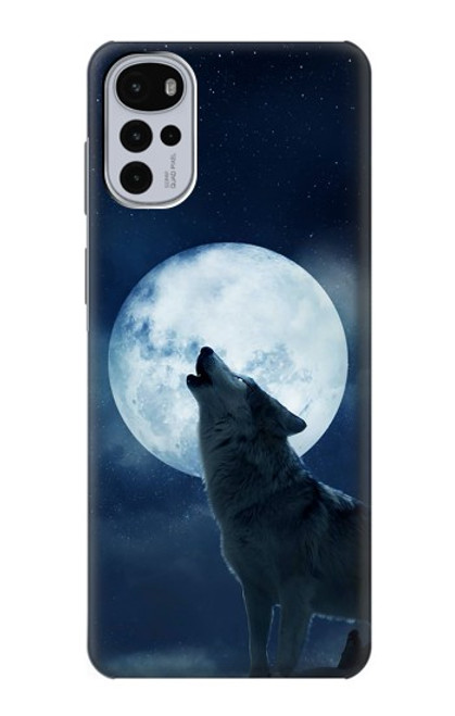 S3693 グリムホワイトウルフ満月 Grim White Wolf Full Moon Motorola Moto G22 バックケース、フリップケース・カバー