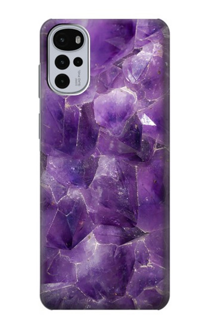 S3713 パープルクォーツアメジストグラフィックプリント Purple Quartz Amethyst Graphic Printed Motorola Moto G22 バックケース、フリップケース・カバー