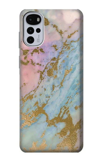 S3717 ローズゴールドブルーパステル大理石グラフィックプリント Rose Gold Blue Pastel Marble Graphic Printed Motorola Moto G22 バックケース、フリップケース・カバー