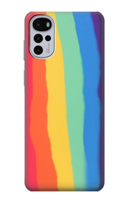 S3799 かわいい縦水彩レインボー Cute Vertical Watercolor Rainbow Motorola Moto G22 バックケース、フリップケース・カバー