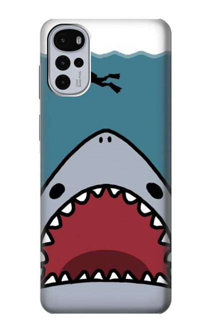 S3825 漫画のサメの海のダイビング Cartoon Shark Sea Diving Motorola Moto G22 バックケース、フリップケース・カバー