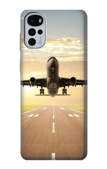 S3837 飛行機離陸日の出 Airplane Take off Sunrise Motorola Moto G22 バックケース、フリップケース・カバー