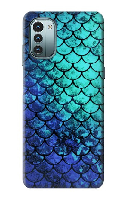 S3047 緑人魚のスケール Green Mermaid Fish Scale Nokia G11, G21 バックケース、フリップケース・カバー