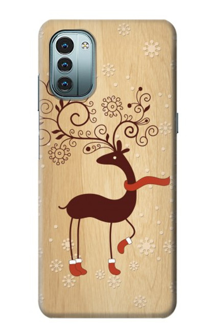 S3081 トナカイ Wooden Raindeer Graphic Printed Nokia G11, G21 バックケース、フリップケース・カバー