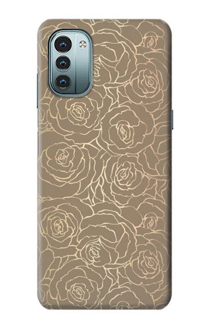 S3466 ゴールドローズ柄 Gold Rose Pattern Nokia G11, G21 バックケース、フリップケース・カバー