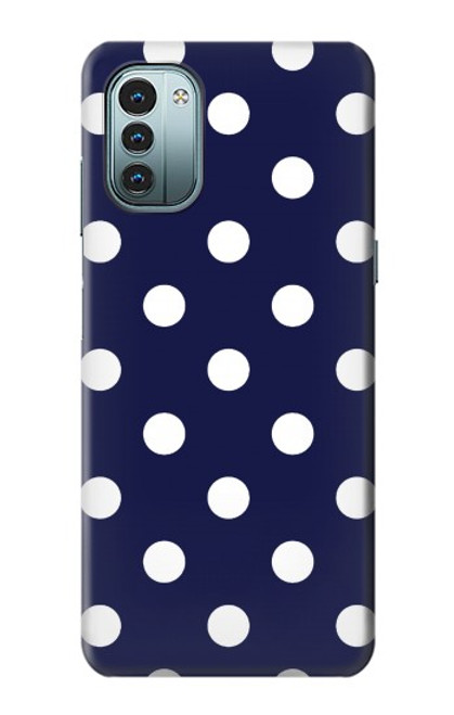 S3533 ブルーの水玉 Blue Polka Dot Nokia G11, G21 バックケース、フリップケース・カバー