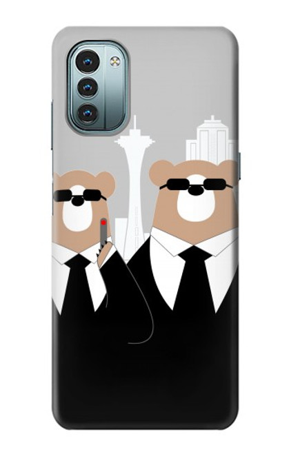 S3557 黒いスーツのクマ Bear in Black Suit Nokia G11, G21 バックケース、フリップケース・カバー