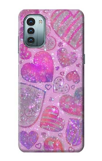S3710 ピンクのラブハート Pink Love Heart Nokia G11, G21 バックケース、フリップケース・カバー