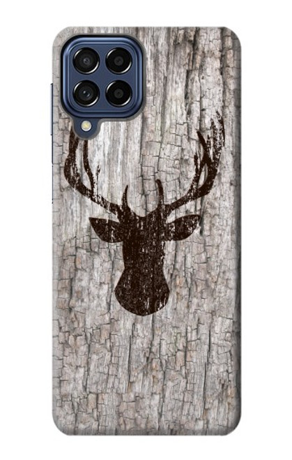 S2505 トナカイ古い木材グラフィックプリント Reindeer Head Old Wood Texture Graphic Printed Samsung Galaxy M53 バックケース、フリップケース・カバー