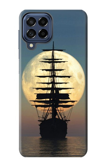 S2897 海賊船 ムーン・ナイト Pirate Ship Moon Night Samsung Galaxy M53 バックケース、フリップケース・カバー