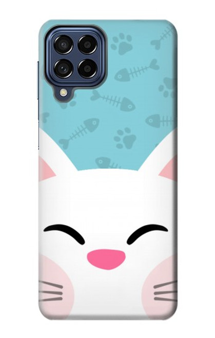 S3542 かわいい猫漫画 Cute Cat Cartoon Samsung Galaxy M53 バックケース、フリップケース・カバー