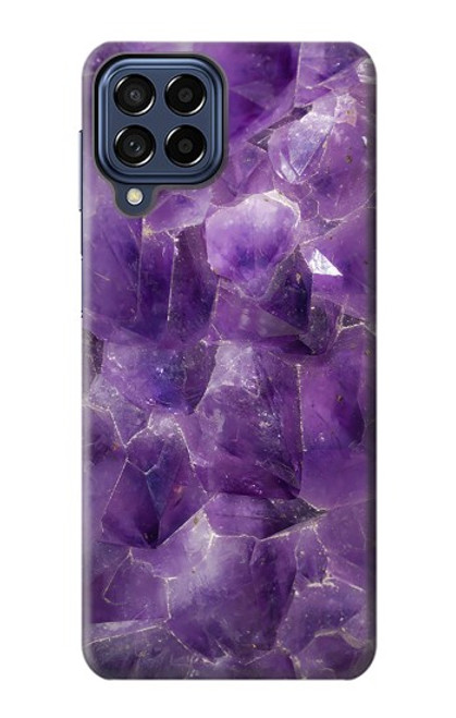 S3713 パープルクォーツアメジストグラフィックプリント Purple Quartz Amethyst Graphic Printed Samsung Galaxy M53 バックケース、フリップケース・カバー