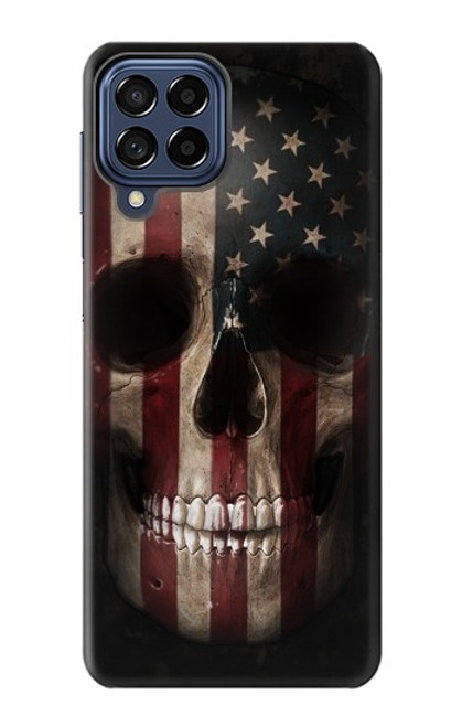 S3850 アメリカの国旗の頭蓋骨 American Flag Skull Samsung Galaxy M53 バックケース、フリップケース・カバー