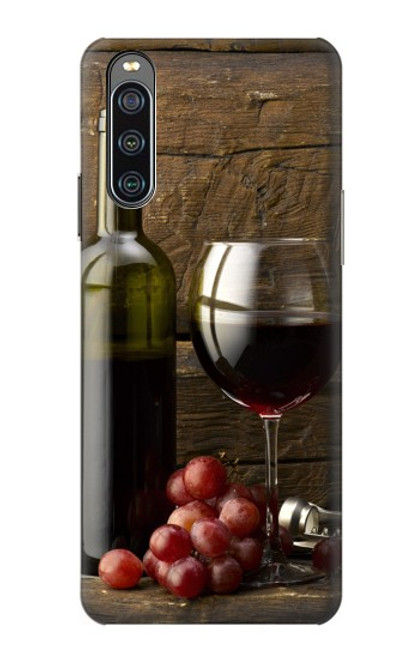 S1316 ブドウのボトルと赤ワインのグラス Grapes Bottle and Glass of Red Wine Sony Xperia 10 IV バックケース、フリップケース・カバー