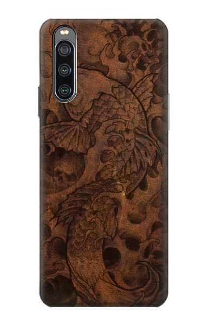 S3405 魚のタトゥーグラフィックプリント Fish Tattoo Leather Graphic Print Sony Xperia 10 IV バックケース、フリップケース・カバー