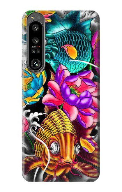 S1630 魚日本タトゥー Fish Japanese Oriental Tattoo Sony Xperia 1 IV バックケース、フリップケース・カバー
