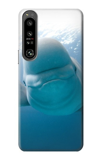 S1801 ベルーガ スマイルクジラ Beluga Whale Smile Whale Sony Xperia 1 IV バックケース、フリップケース・カバー