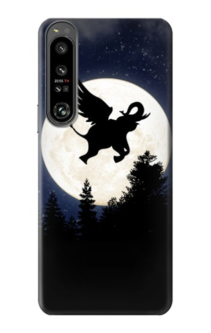 S3323 飛び象満月の夜 Flying Elephant Full Moon Night Sony Xperia 1 IV バックケース、フリップケース・カバー