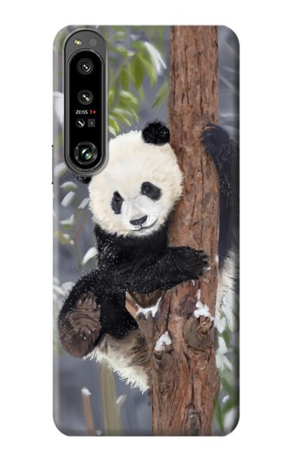 S3793 かわいい赤ちゃん雪パンダのペイント Cute Baby Panda Snow Painting Sony Xperia 1 IV バックケース、フリップケース・カバー