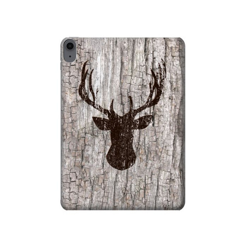 S2505 トナカイ古い木材グラフィックプリント Reindeer Head Old Wood Texture Graphic Printed iPad Air (2020, 2022), Air 11 (2024,2025,2026), Pro 11 (2022) タブレットケース