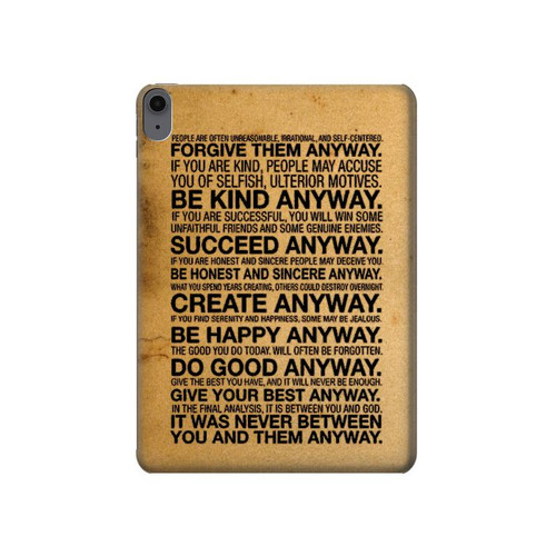 S2513 マザーテレサ とにかく引用 Mother Teresa Anyway Quotes iPad Air (2020, 2022), Air 11 (2024,2025,2026), Pro 11 (2022) タブレットケース