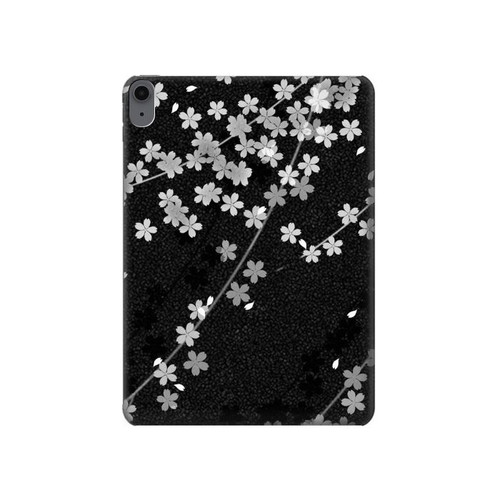S2544 黒花柄の着物 Japanese Kimono Style Black Flower Pattern iPad Air (2020, 2022), Air 11 (2024,2025,2026), Pro 11 (2022) タブレットケース