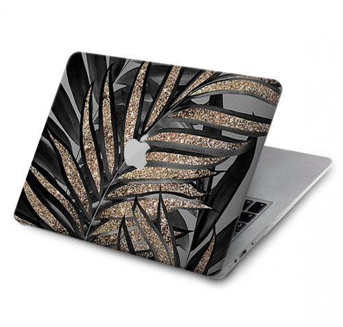 S3692 灰色の黒いヤシの葉 Gray Black Palm Leaves MacBook Air 13″ (2022,2024) - A2681, A3113 ケース・カバー