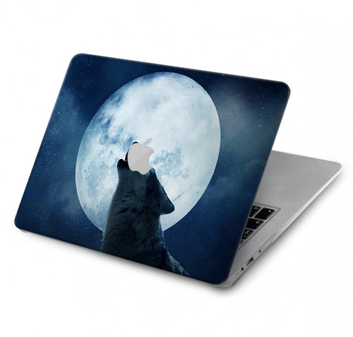 S3693 グリムホワイトウルフ満月 Grim White Wolf Full Moon MacBook Air 13″ (2022,2024) - A2681, A3113 ケース・カバー