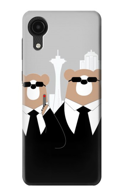 S3557 黒いスーツのクマ Bear in Black Suit Samsung Galaxy A03 Core バックケース、フリップケース・カバー