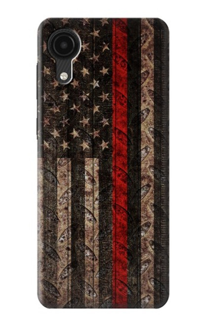 S3804 消防士メタルレッドラインフラググラフィック Fire Fighter Metal Red Line Flag Graphic Samsung Galaxy A03 Core バックケース、フリップケース・カバー