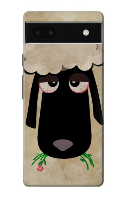 S2826 眠えない黒い羊 Cute Cartoon Unsleep Black Sheep Google Pixel 6a バックケース、フリップケース・カバー