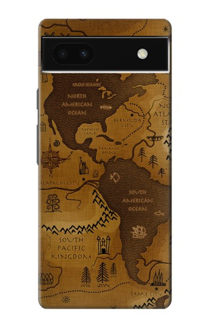 S2861 アンティークの世界地図 Antique World Map Google Pixel 6a バックケース、フリップケース・カバー