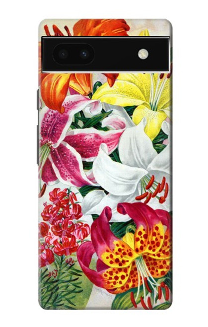 S3205 レトロ花 Retro Art Flowers Google Pixel 6a バックケース、フリップケース・カバー