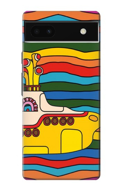 S3599 ヒッピーイエローサブマリン Hippie Submarine Google Pixel 6a バックケース、フリップケース・カバー