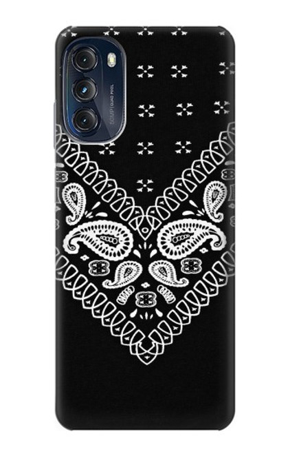 S3363 黒バンダナ Bandana Black Pattern Motorola Moto G (2022) バックケース、フリップケース・カバー