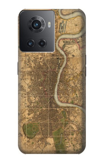 S3230 ロンドンのヴィンテージマップ Vintage Map of London OnePlus Ace バックケース、フリップケース・カバー