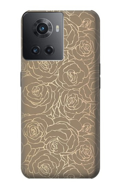 S3466 ゴールドローズ柄 Gold Rose Pattern OnePlus 10R バックケース、フリップケース・カバー