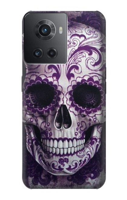 S3582 紫の頭蓋骨 Purple Sugar Skull OnePlus 10R バックケース、フリップケース・カバー