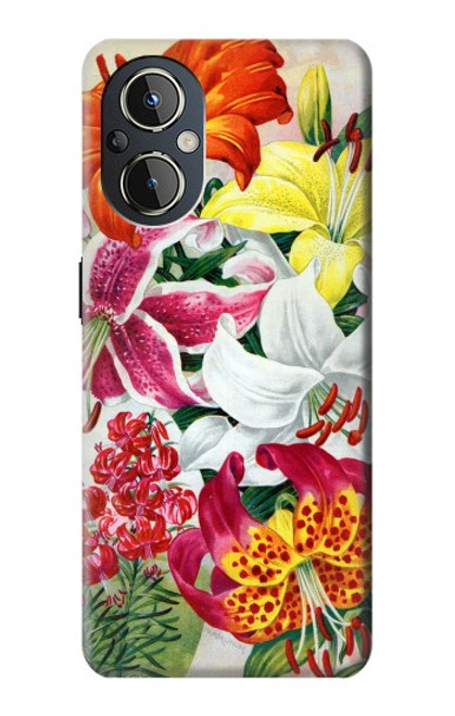 S3205 レトロ花 Retro Art Flowers OnePlus Nord N20 5G バックケース、フリップケース・カバー