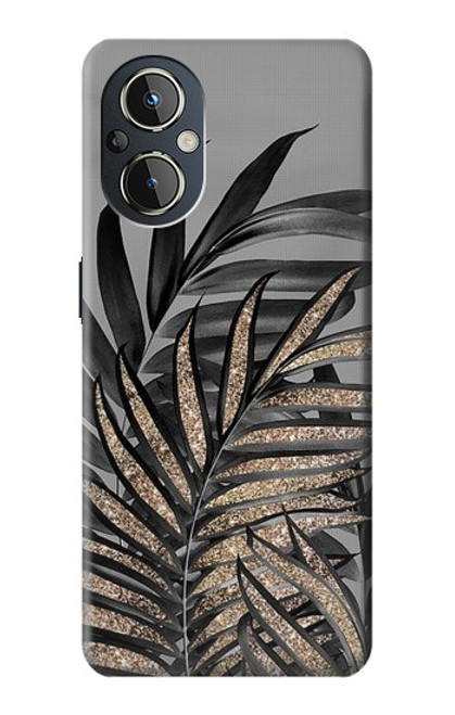 S3692 灰色の黒いヤシの葉 Gray Black Palm Leaves OnePlus Nord N20 5G バックケース、フリップケース・カバー